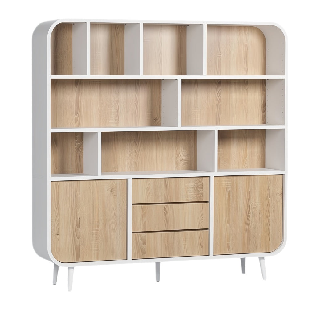 Moderne boekenkast met houten afwerking en opbergruimte