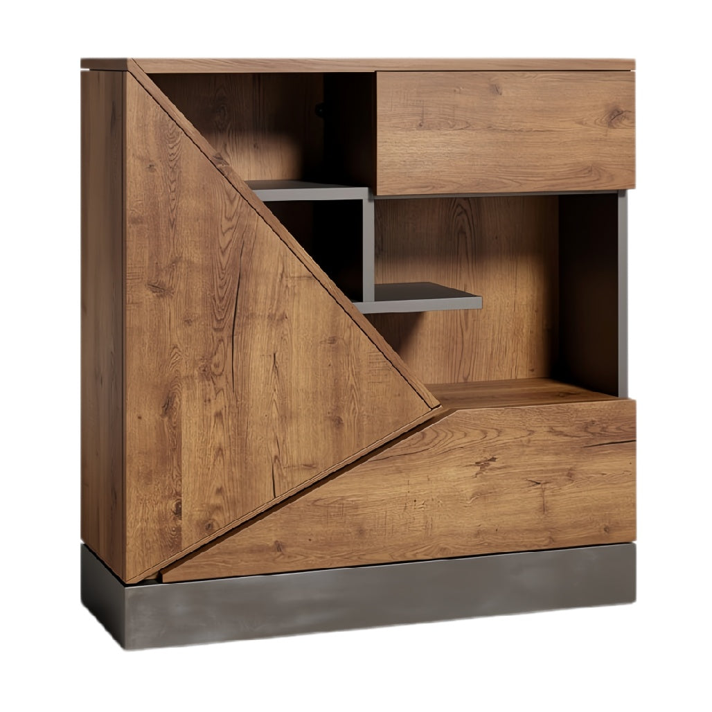 Modern houten dressoir met asymmetrisch ontwerp