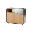 Moderne opbergkast met houten en metalen elementen