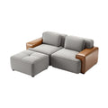 Moderne hoekbank met leren accenten en ottoman